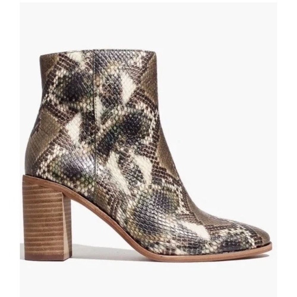Madewell‎ The Rosie Moonstone Multi Ankle Boots In Snake Embossed Leather 8.5